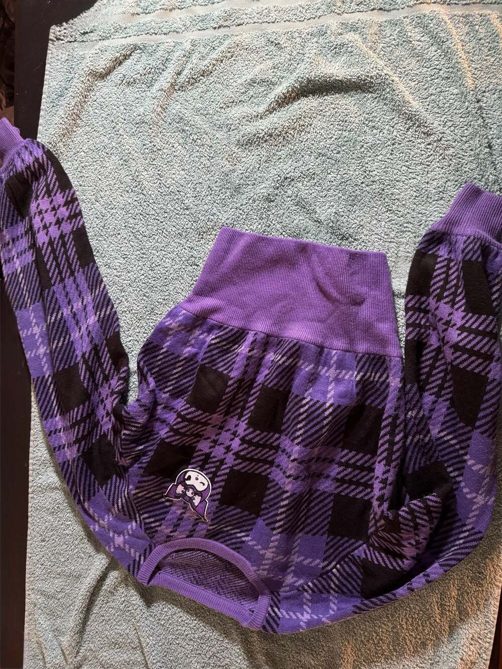 Sanrio Kuromi Purple Plaid Knit Long Sleeve Sweater